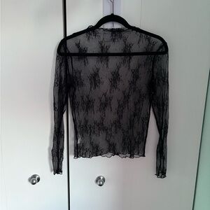 Sheer Black Lace Long-Sleeve Top - Women